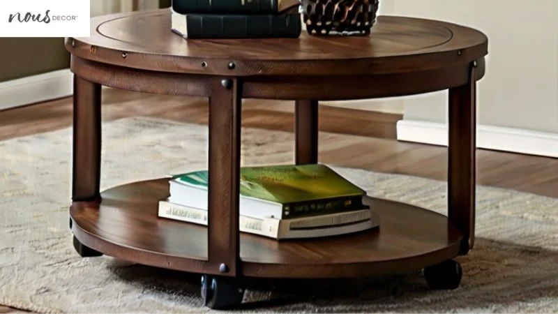 ICE ARMOR Round Coffee Table with Caster Wheels 