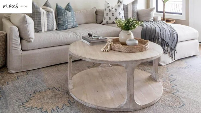 Beige Painted Wood Floor Shelf Table 
