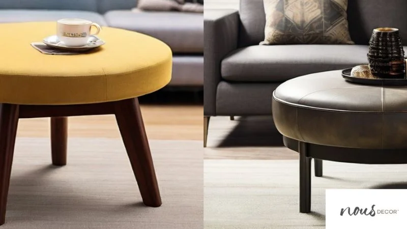 Color and Materials considerate for round coffee table ottoman 