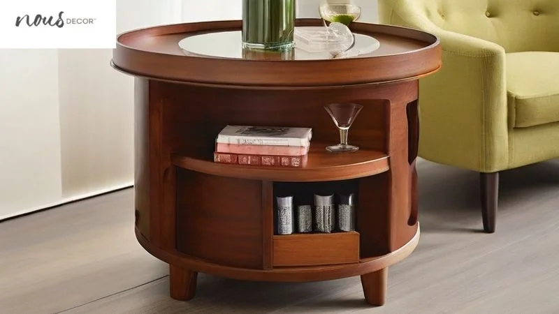Drink Snack can place on round side coffee table 