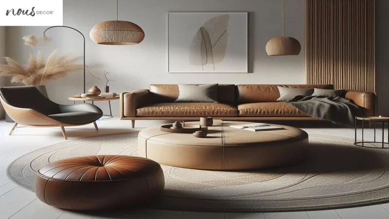 Leather round coffee table ottoman space saving solutions 