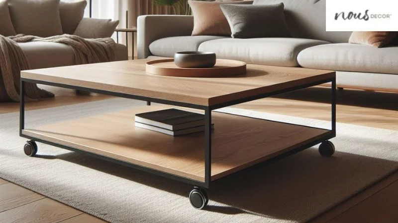 Rectangular Coffee Table with Wheels 