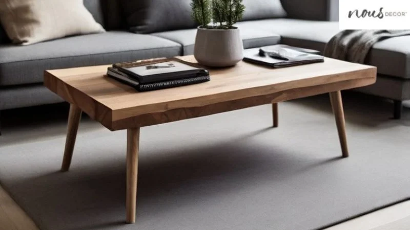 Right Rectangular wooden coffee table in lounge 