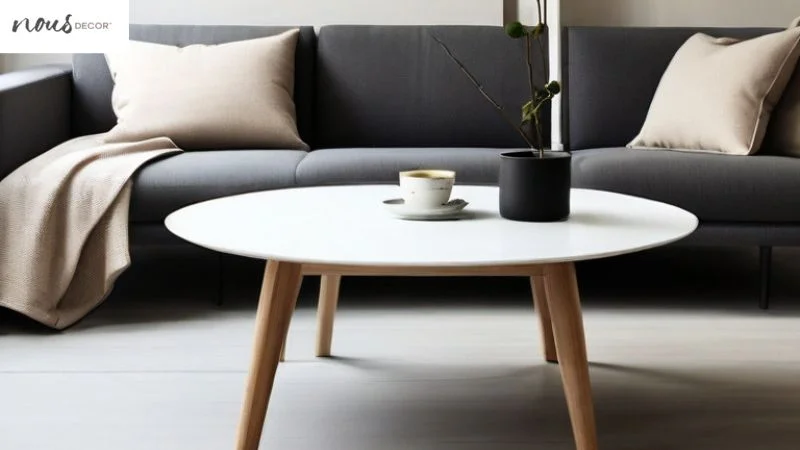 Round coffee table in scandinavian minimalist