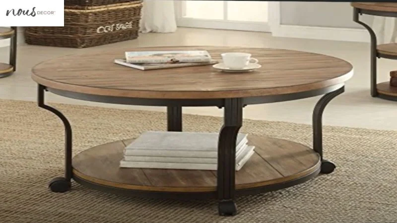 Round coffee table with wheel for easy rearranement