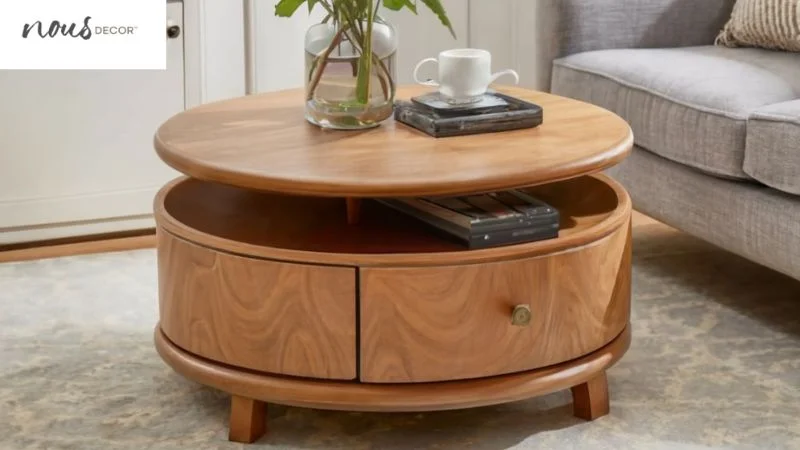 Round Side Coffee Table with Storage in Lounge 
