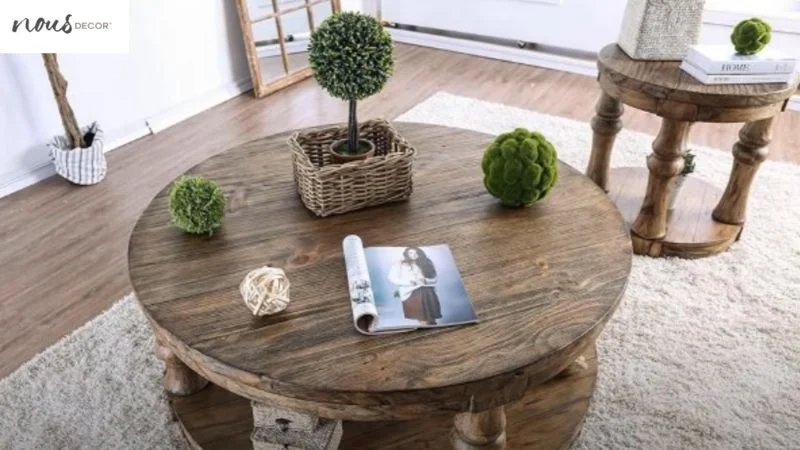 Rustic Round Coffee Table in farmhouse theme