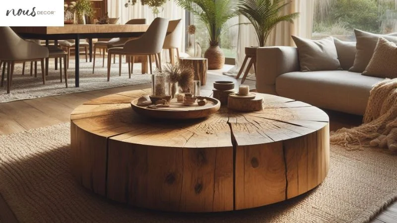 Rustic Round Coffee Table in modern lounge 