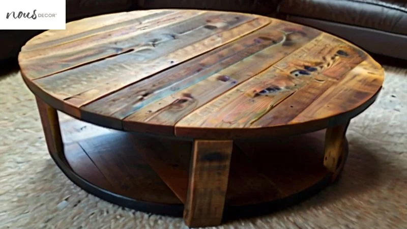 Rustic round coffee table 