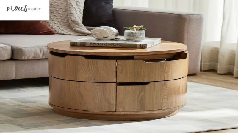 Small Round Side Coffee Table With Compartments