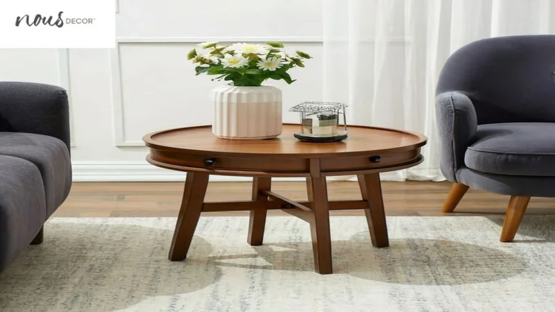 Small Short Round Side Coffee Table With Storage