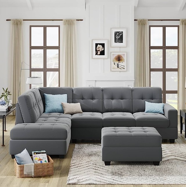 Merax Sectional Sofa with Chaise and Ottoman - Greatest Sectional for Families