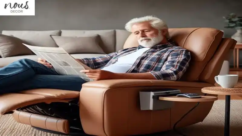 the man manually reclines a power recliner