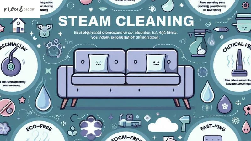 Using steamer to clean sofa 