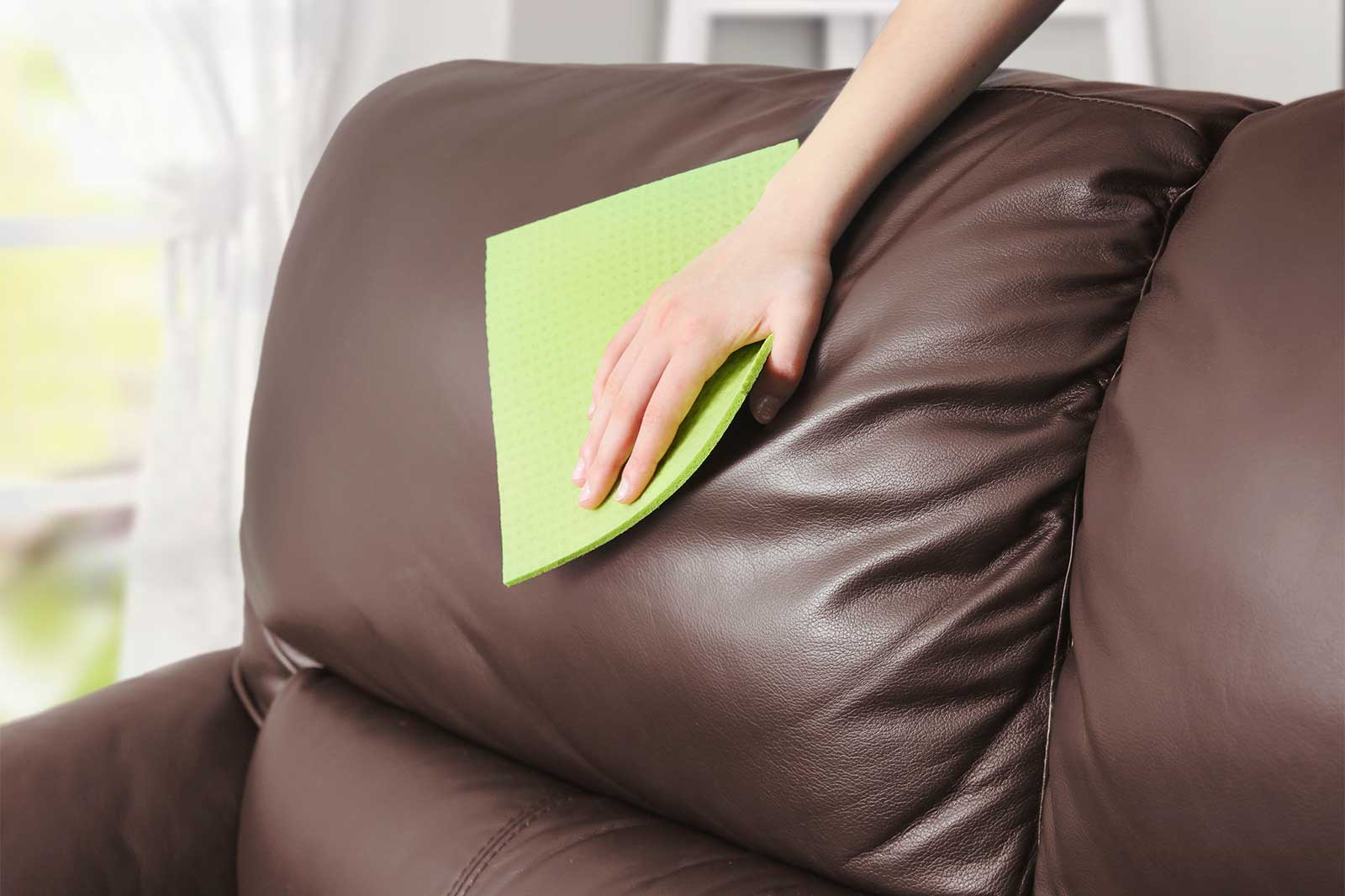 Wash out the sofa with a microfibre fabric