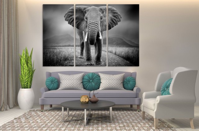 A large elephant wall decor