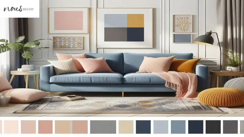 Color shcemes to go with blue sofa