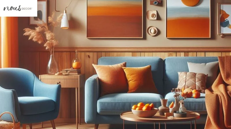 Warm color scheme to pair your blue couch