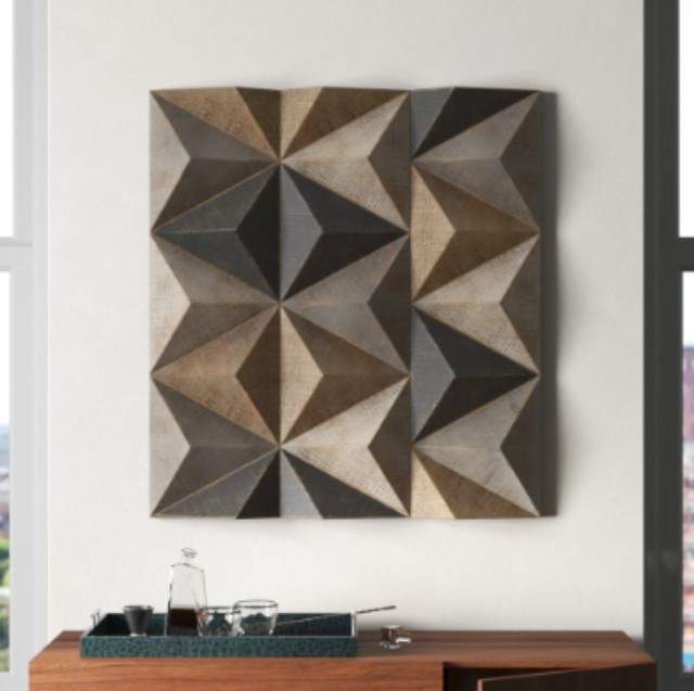 Accent With Wooden Geometric Wall Sculptures