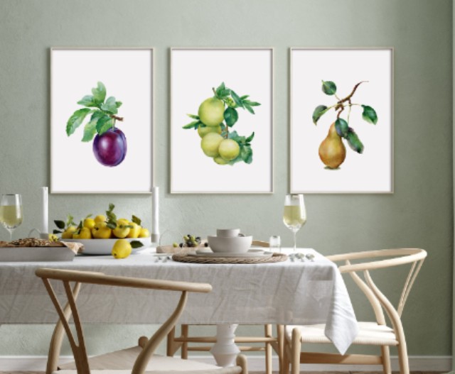 Framed Botanical and Fruit Prints