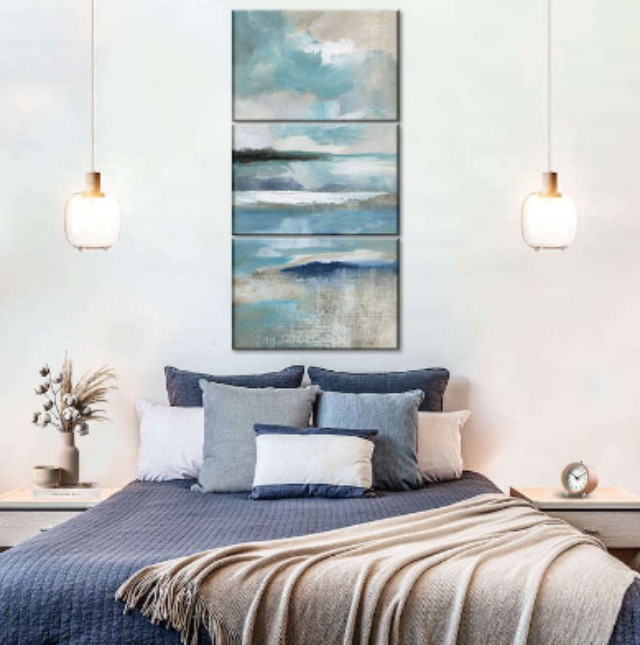 Soothing Light Blue Bedroom Wall Art