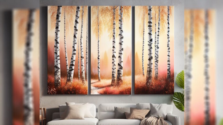 Canvas Birch Tree 3 Panels Wall Art Decor