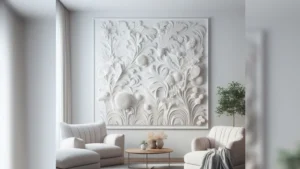 White Plaster Wall Art Large Scale For Big Rooms 2024