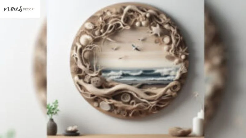 Driftwood art mixing with a beach photo 