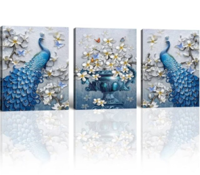 Elegant Blue and White Animal Wall Prints