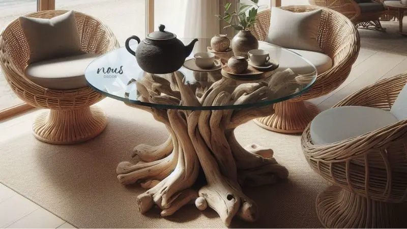 Round Driftwood Tea Table