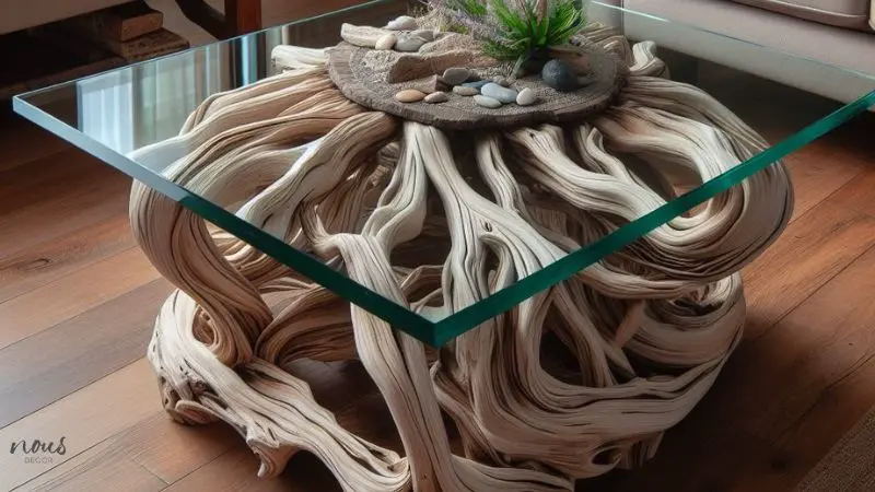 Driftwood Glass Coffee Table Base