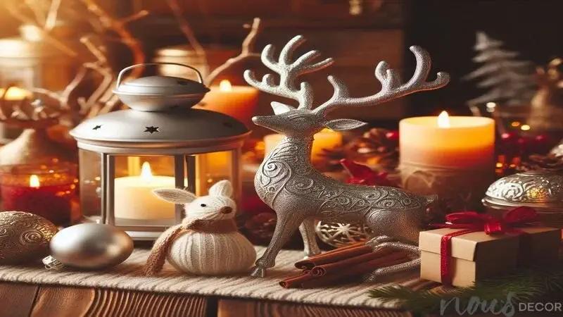 Enhance Ambiance with Silver Reindeer and Cozy Candlelight