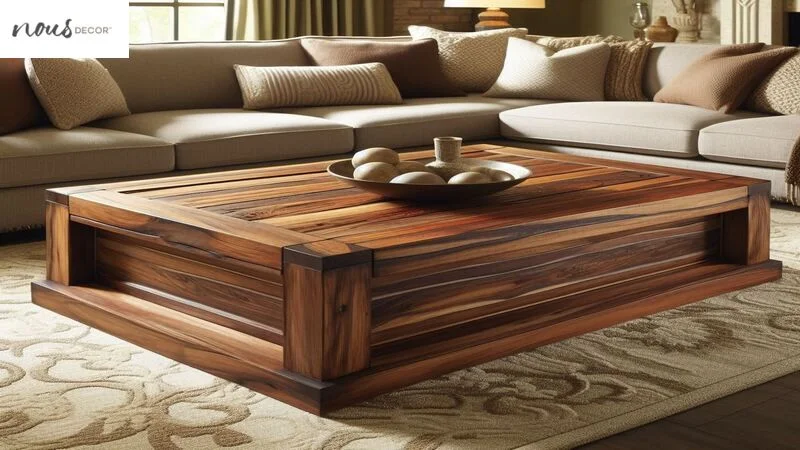 Benzara BM187681 Acacia Wood Coffee Table with Exposed Mortise and Tenon Corner Joints, Brown 