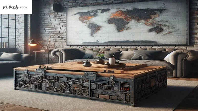 Industrial Coffee Table with Lift-Top and Storage