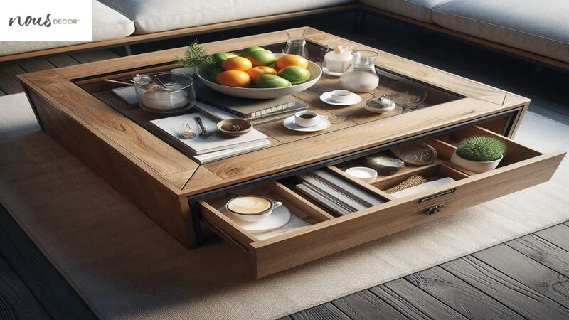 Lift-Top Square Coffee Tables Hidden Storage 
