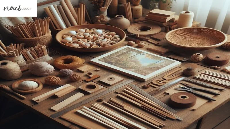 materials and equipment for crafting wooden table