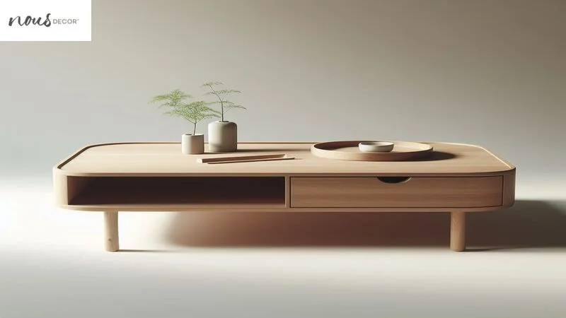 Minimalist Wooden Coffee Table with Secret Storage 