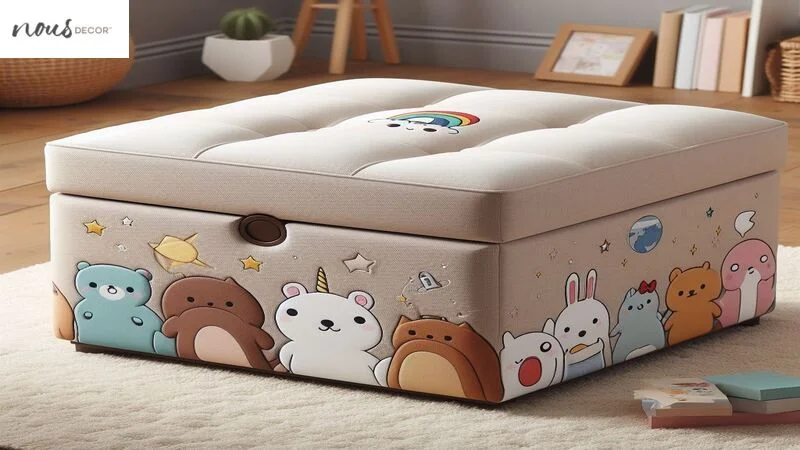 Padded ottoman with storage space kid-friendly 
