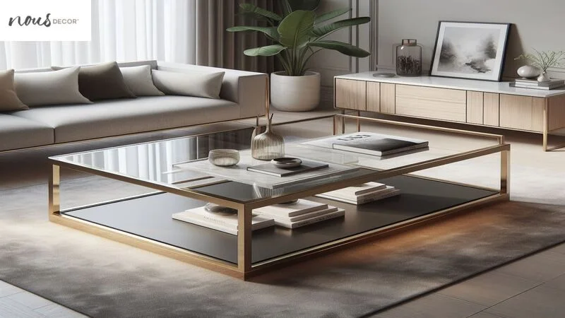 Rectangle Coffee Table Designs Modern Glass With Shelf Storage