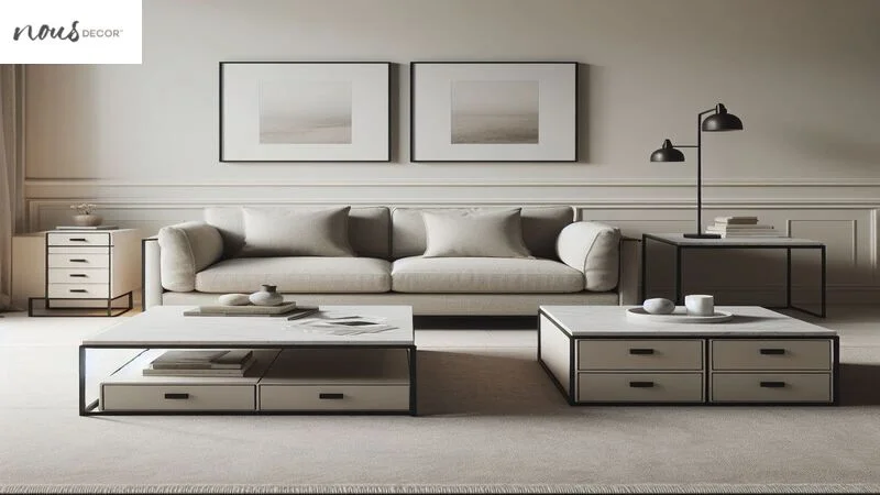 Square Coffee Tables with Multi-Drawers 