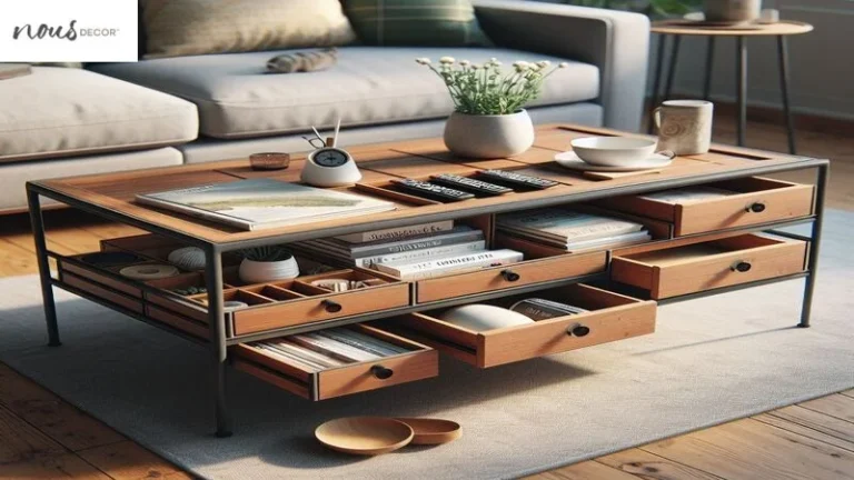 Wooden coffee table with storage for furniture