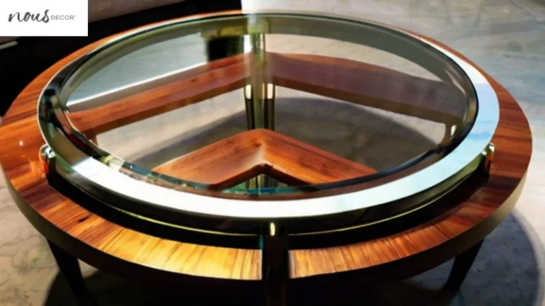 Round coffee table with glass surface for lounge decor