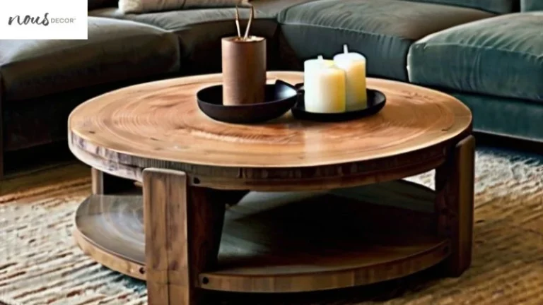 Rustic round coffee table in lounge